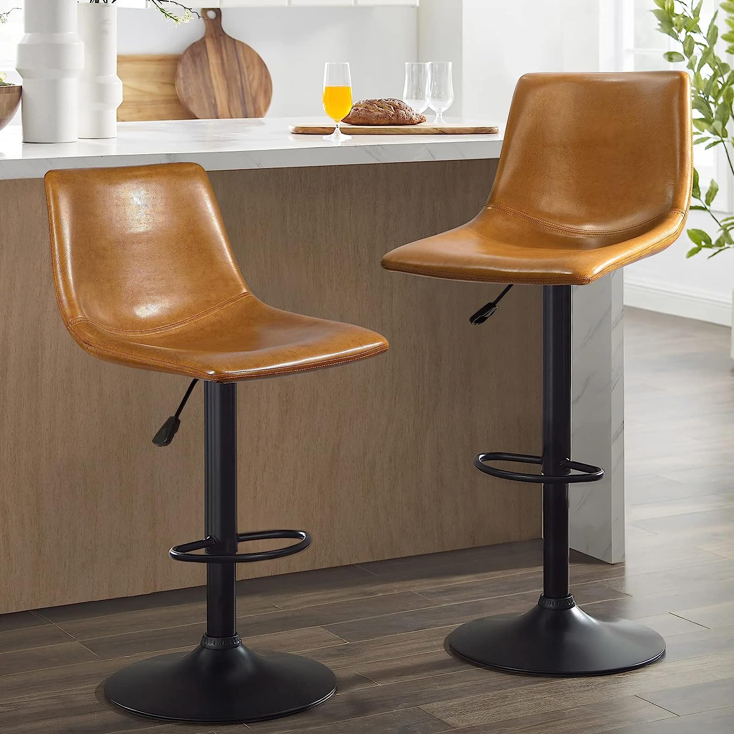 [Open Box] Waleaf Swivel Bar Stools Adjustable Set of Two, 350 LBS