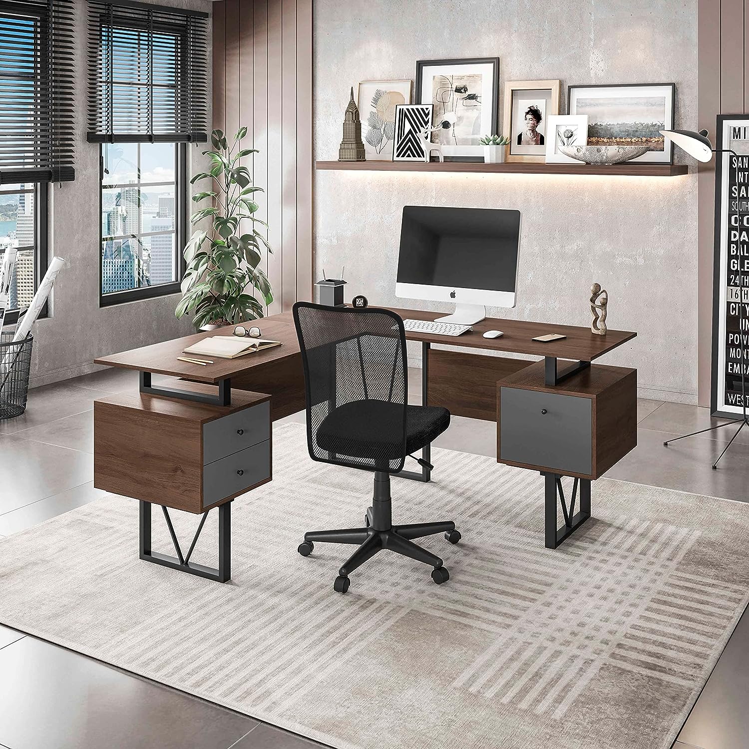 [Open Box] Techni Mobili Contemporary Reversible LShaped Home Office