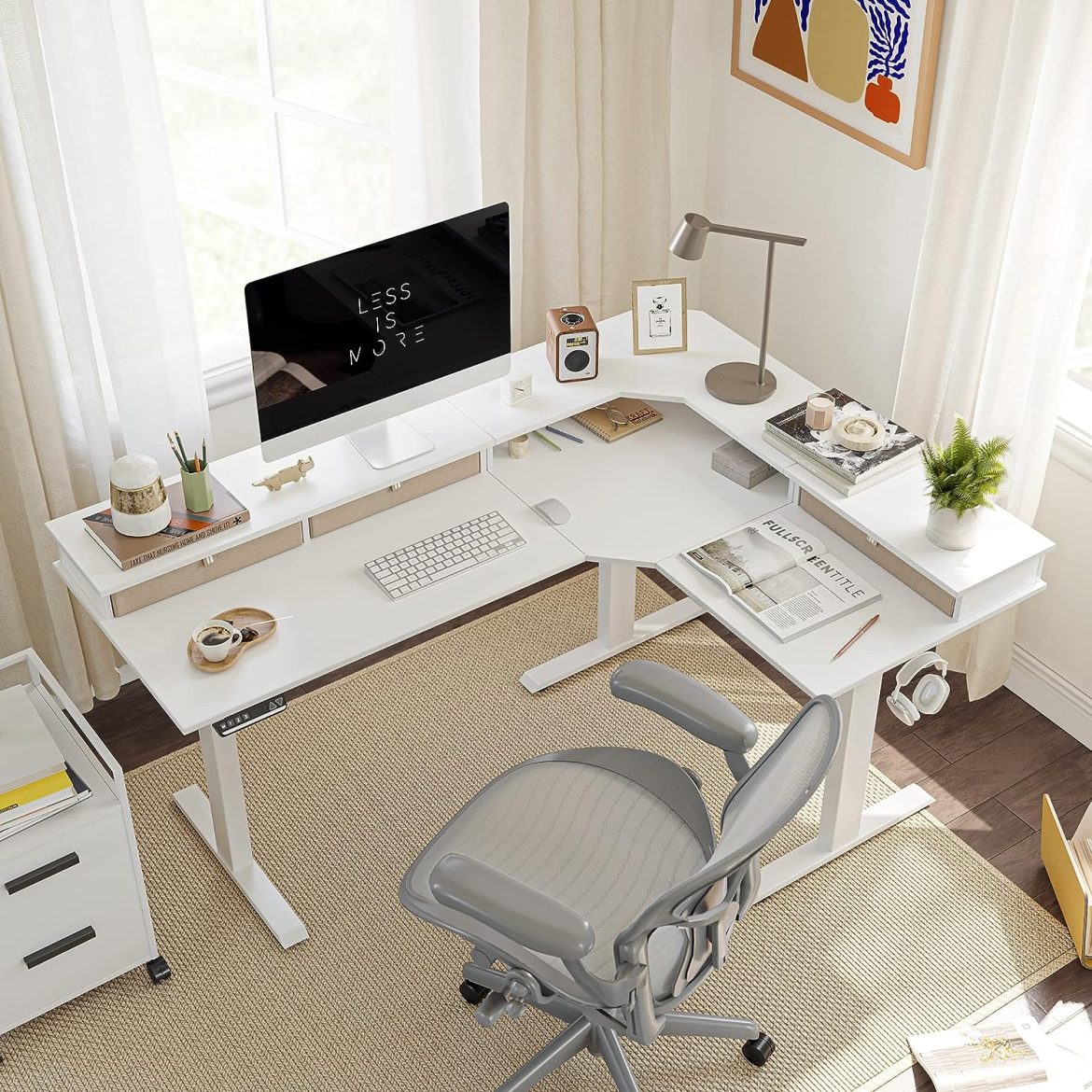 Work Smart & Stylish: Top 9 L-Shaped White Standing Desks from Amazon