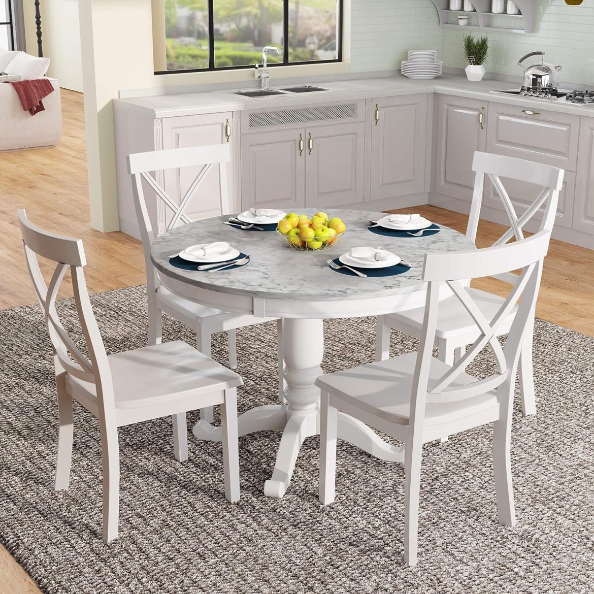 Round and Cozy: Farmhouse Dining Sets for 4 on Amazon